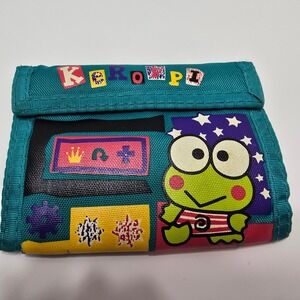 Vintage 1990s Sanrio Keroppi Canvas Wallet Nylon Green Japan Collectible